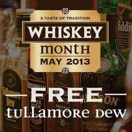 Free shot of Tullamore Dew whiskey at O'Neil's with voucher.