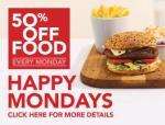 50% off food every Monday in The slug and lettuce