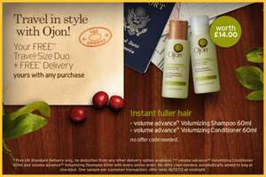 Ojon -  Free Travel size  shampoo and conditioner (worth £14.00) with every purchase