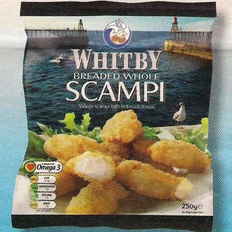 Farmfoods Whitby Breaded whole Scampi 250gr. 3 for £5.00