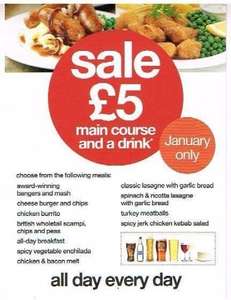 Yates are doing a main course meal and a drink for £5