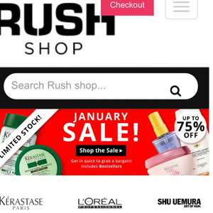 Shop rush up to 70% off hair products- tigi, ghd, kerastase etc