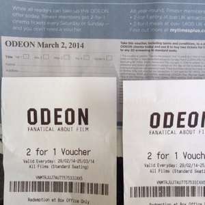 2 for 1 at Odeon Cinemas with  Times Plus