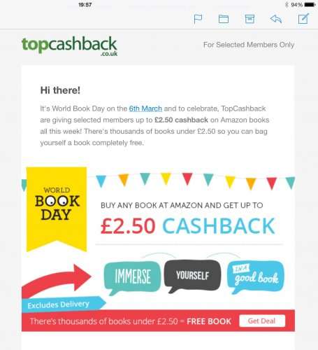 £2.50 top cashback on any book purchase on amazon - potentially free book!
