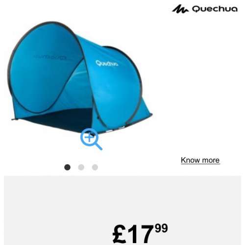 Quechua 2 second pop up sun / wind / rain shelter (orange or blue) £17.99 in decathlon or £21.98 delivered (eBay / amazon £35 + postage)