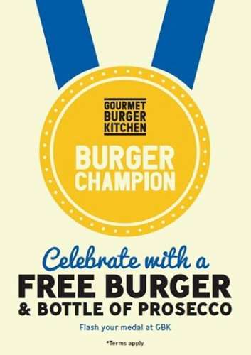 Free GBK burger and bottle of Prosecco for London Marathon 2014 finishers