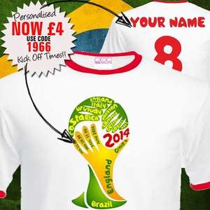 Personalised World Cup T Shirt reduced to £4 with fixtures @ YourDesign