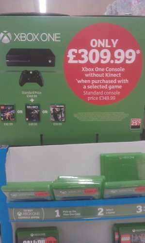Xbox one (without kinect) for £309.99 when you buy a game @ Sainsbury's