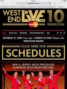 West end live Trafalgar Square, This weekend, (21st & 22nd june)