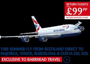 Barrheadtravel £99 return flights from Glasgow/Aberdeen