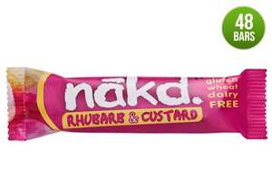 Nakd Bars x 48 rhubarb and custard (Short dated 10.11.14). 25p each. £12.00 with code @ Natural Balance Foods
