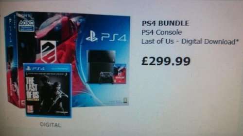 Playstation 4 Console With The Last Of Us (Digital Download) & DriveClub £299.99 @ Game (From Midnight)