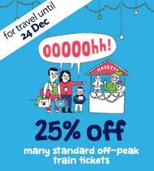 25% off many standard Off-Peak train tickets at SouthEastern when booking online