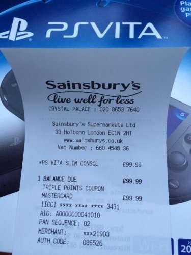 PS Vita (PCH-2003) - £99.99 @ Sainsburys
