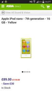 Apple Ipod Nano 7th Gen - 16gb - £89.00 @ Asda Direct