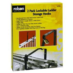Rolson 2 x lockable ladder storage hooks. Ideal for 2 or 3 section ladders up to 20kg - £8.15 + free delivery @ big red toolbox