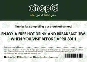 FREE Hot drink and Breakfast item (London) @ Chop'd