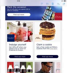 O2 Priority Moments - Free Cookie from Millie's Cookies until April 15th