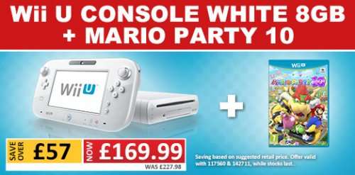 Nintendo Wii U Console White + Mario Party 10 & New Super Mario Bros U £169.99 @ Smyths