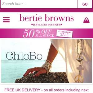 50% off at bertie browns online including nomination and thomas sabo