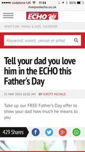 Place a free advert in the Liverpool Echo for your dad this Father's Day