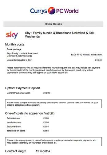 Sky+HD TV (Family Bundle), Broadband Unlimited, Talk Weekends & Line Rental - £16.40pm for 12 months @ Currys PC World (in-store)