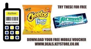 Free pack of crisps and chewing gum at Keystores