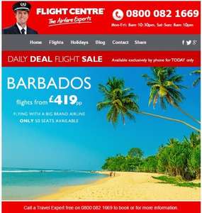 Daily deal.  50 seats for flights to Barbados