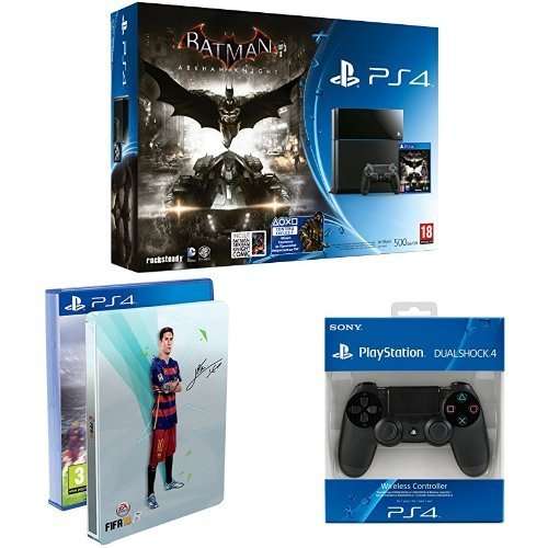PS4 500GB + Fifa 16 Steelbook +  Batman Arkham Knight + 2 controllers £293.12 delivered from Amazon.fr