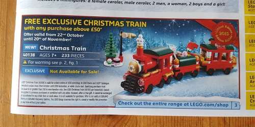 Free Exclusive Lego Christmas Train Set (40138) With Purchases of £50 or More - Starts 22nd October