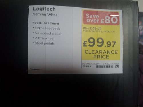Logitech G27 Wheel £99.97 @ PCWorld In-store