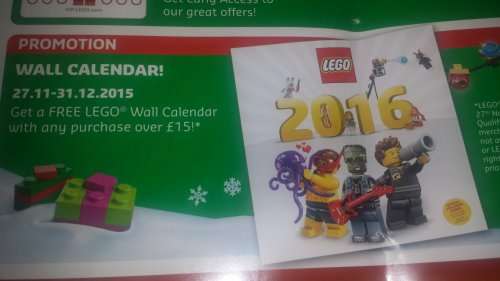 FREE lego 2016 calender with £15 spend @ lego