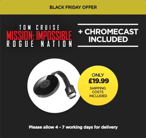 Chromecast 2 + Mission Impossible: Rogue Nation + £20 Play Store credit.... £19.99 @ wuaki.tv (of course)