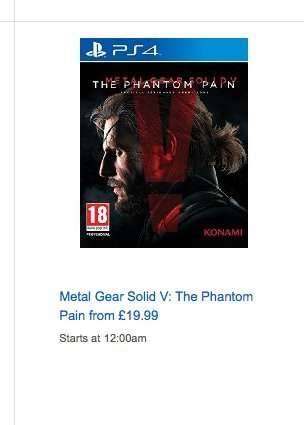 Metal Gear Solid V: The Phantom Pain @ Amazon from £19.99