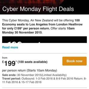 Air Newzeland London-Los Angeles cyber Monday deal (100 seat deal)