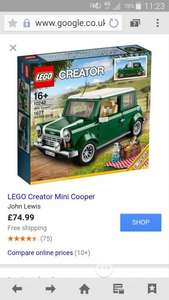 Lego Creator Mini Cooper - £74.99 @ John Lewis