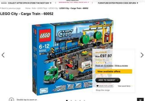 Lego cargo train - 60052 £97.97 @ Asda