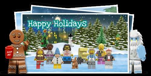 Create your own LEGO Christmas postcard with mini figure versions of your family (virtual) @ LEGO