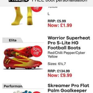 Football/sports equipment. Boots £135.99 down to £9.99 @ Lovell soccer