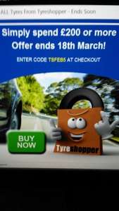 Tyre shopper 5% discount on all tyres over £200 spend