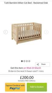 tutti bambini milan cotbed-reclaimed oak - £190 delivered with code @ Direct2Mum