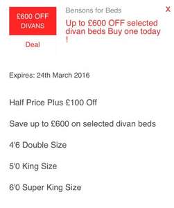 Bensons for beds up to £600 off selected divan beds