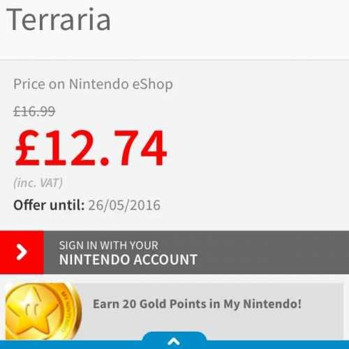 Terraria 3DS £12.74 at Nintendo e-Shop
