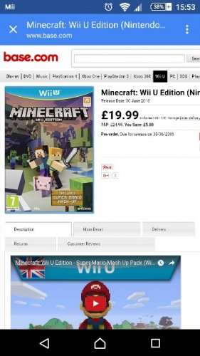 Minecraft Wii U Edition £19.99 @ Base