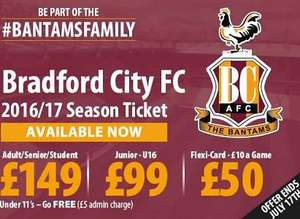 Bradford City F.C Adult Season Ticket Only £149 until 17/07/2016