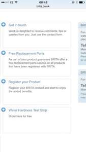 Free replacement Brita water filter replacement parts if you have bought a Brita water filter