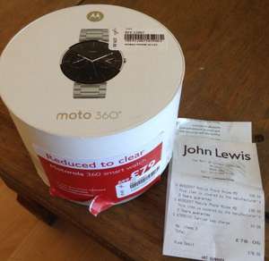 Moto 360 1st Gen various straps £39 @ John lewis - Bristol