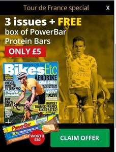 3 issues of BikesEtc and a FREE box of PowerBar protein bars delivered ("worth £30") for £5 @Dennis Publishing