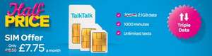 Talktalk Mobile 1000 mns, ultd txt, 2.1 gb £7.75 (£3.60 a month with quidco)