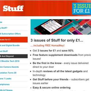 3 issues of Stuff Magazine for £1 plus free Nomad Key (for apple devices)